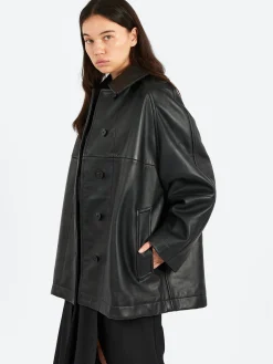 Studio Nicholson - Ridger Leather Coat in Black