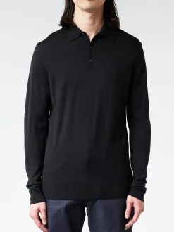 Sunspel - Extra-Fine Merino Polo Shirt in Black