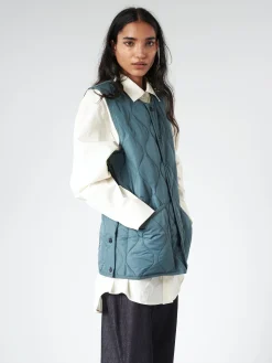 TAION - Military Crew Neck Down Vest in Dark Green