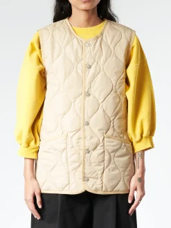 TAION - Military Crew Neck Down Vest in Cream