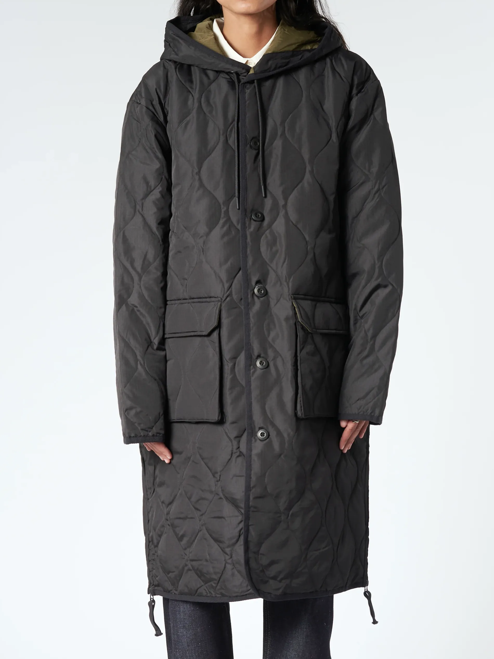 TAION - Military Hood Long Down Coat in Black