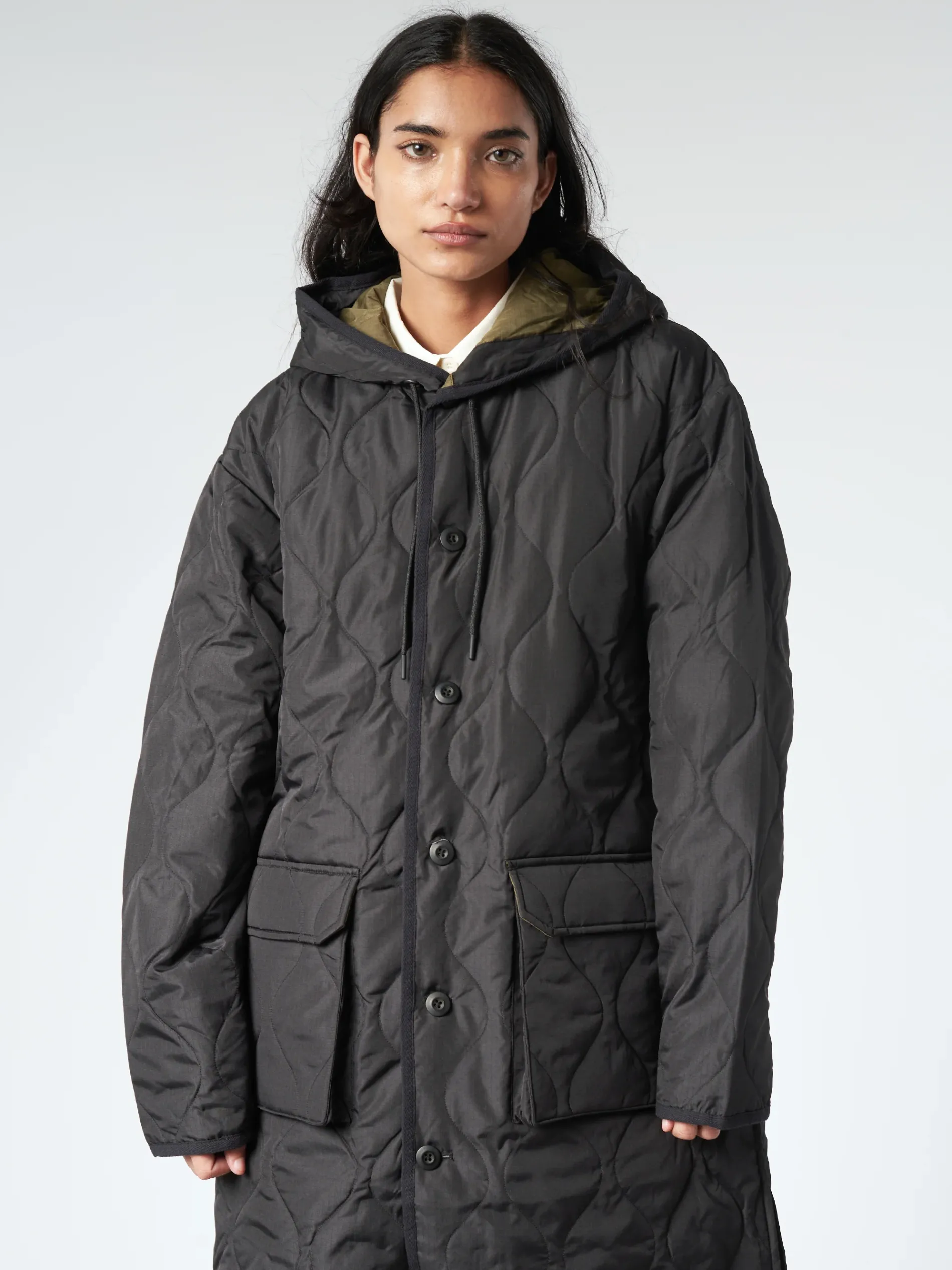 TAION - Military Hood Long Down Coat in Black