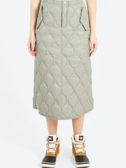 TAION - Military Snap Button Down Skirt in Dark Sage