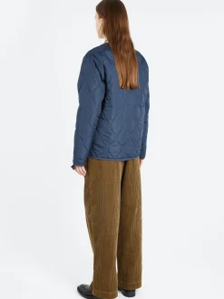 Taion - Military Zip V-Neck Down Jacket in Dark Navy