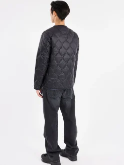 TAION - Military Zip V-Neck Down Jacket in Black