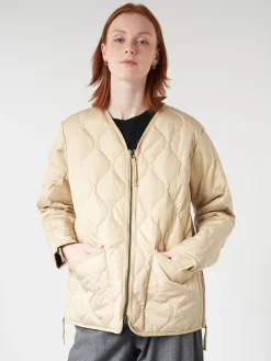 Taion - Military Zip V-Neck Down Jacket in Cream