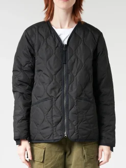 Taion - Military Zip V-Neck Down Jacket in Black