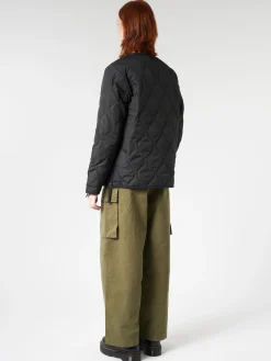 Taion - Military Zip V-Neck Down Jacket in Black