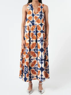 TOAST - Clamp Dyed Poplin Dress in Russet Orange