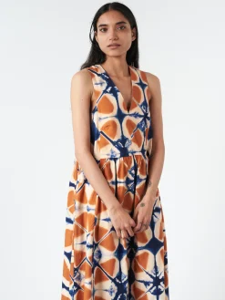 TOAST - Clamp Dyed Poplin Dress in Russet Orange