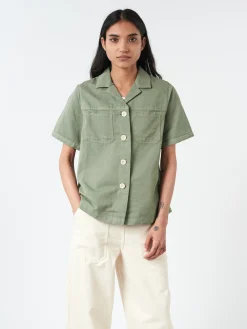 TOAST - Cotton Linen Short Sleeve Shirt in Sage