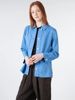 TOAST - Garment Dyed Denim Shirt in Woad