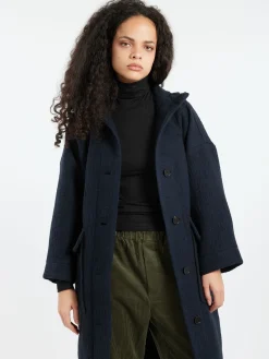 TOAST - Hooded Coat in Dark Navy