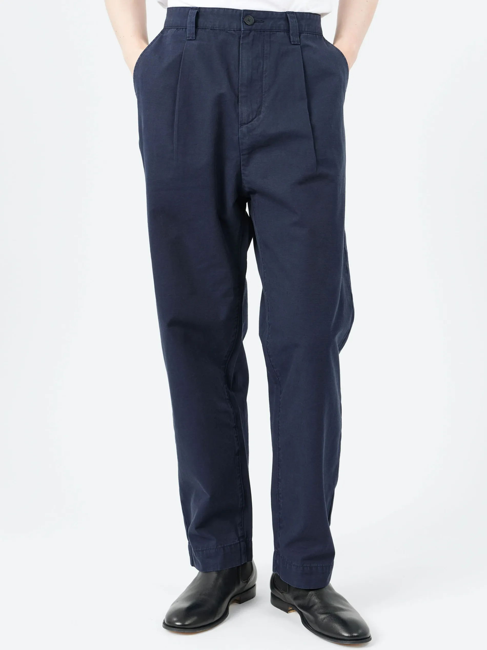 TOAST - Otto Pleat Trousers in Navy