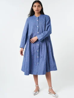 TOAST - Pintuck Chambray Dress in Chambray Blue