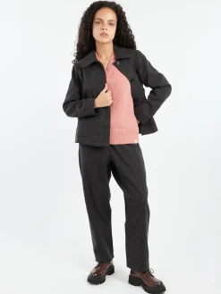 TOAST - Seersucker Check Jacket in Black Indigo