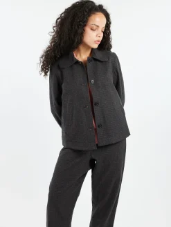 TOAST - Seersucker Check Jacket in Black Indigo