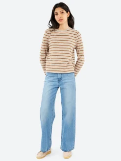 TOAST - Stripe Crew Neck Tee in Ecru and Partridge