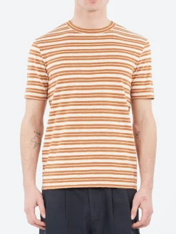 TOAST - Theo Stripe Short Sleeve Tee in Ecru and Rust