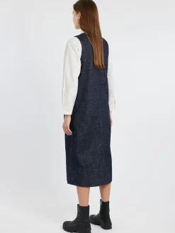 TOAST - V-Neck Denim Pinafore Dress in Indigo
