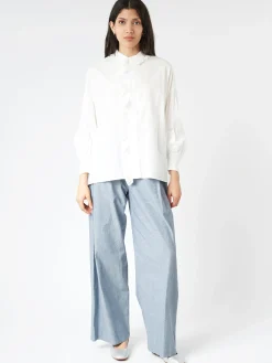 Toujours - Ruffle Shirt in White