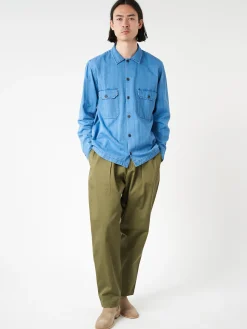 Universal Works - Pleated Track Pant in Light Olive