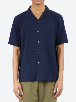 Universal Works - Road Shirt in Indigo Ori Linen Mix