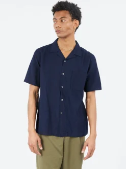 Universal Works - Road Shirt in Indigo Ori Linen Mix