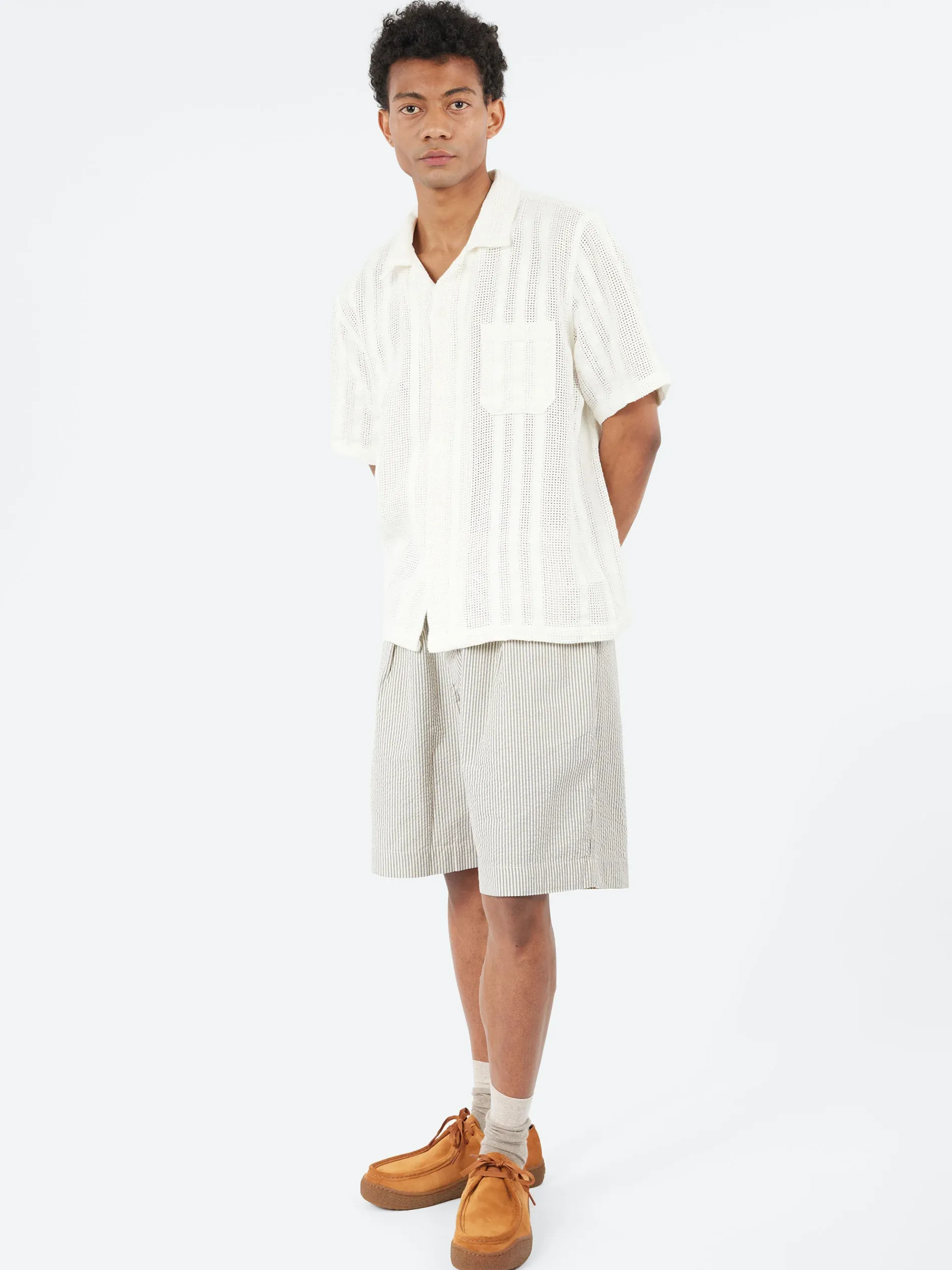 Universal Works - Road Shirt in Ecru Reef Cotton