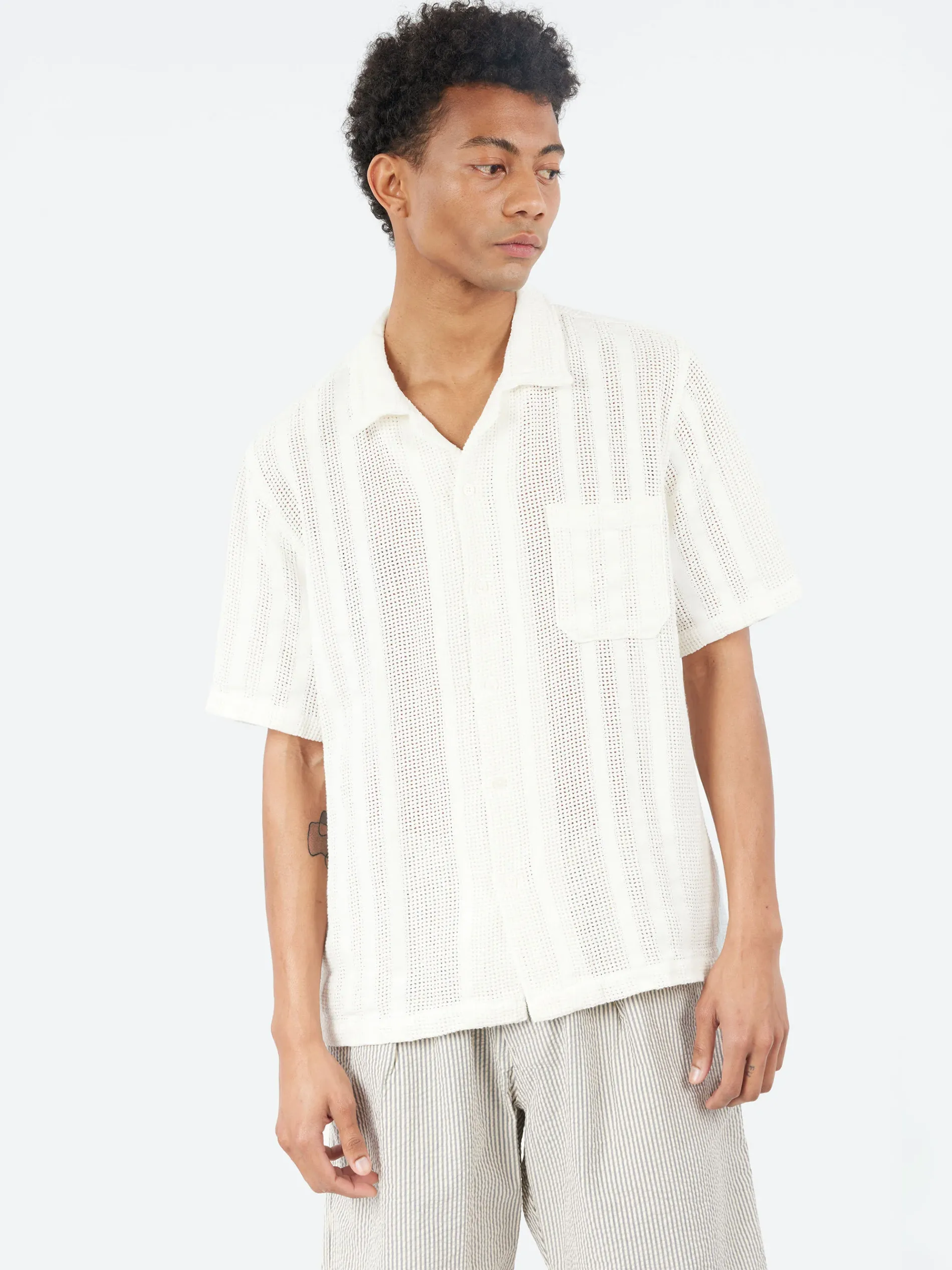 Universal Works - Road Shirt in Ecru Reef Cotton