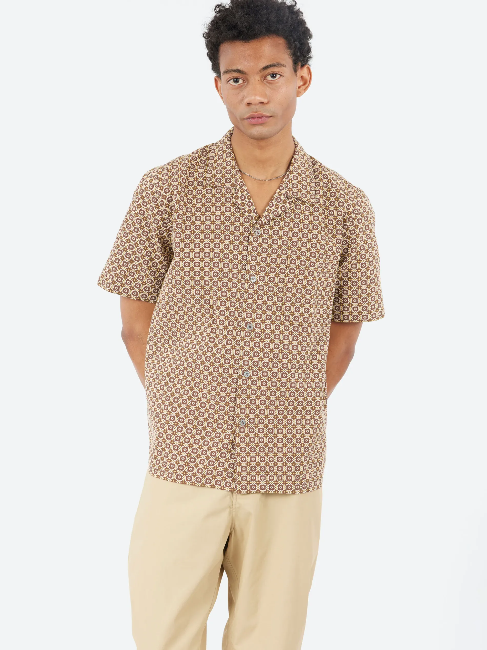 Universal Works - Road Shirt in Brown Tile 1 Cotton