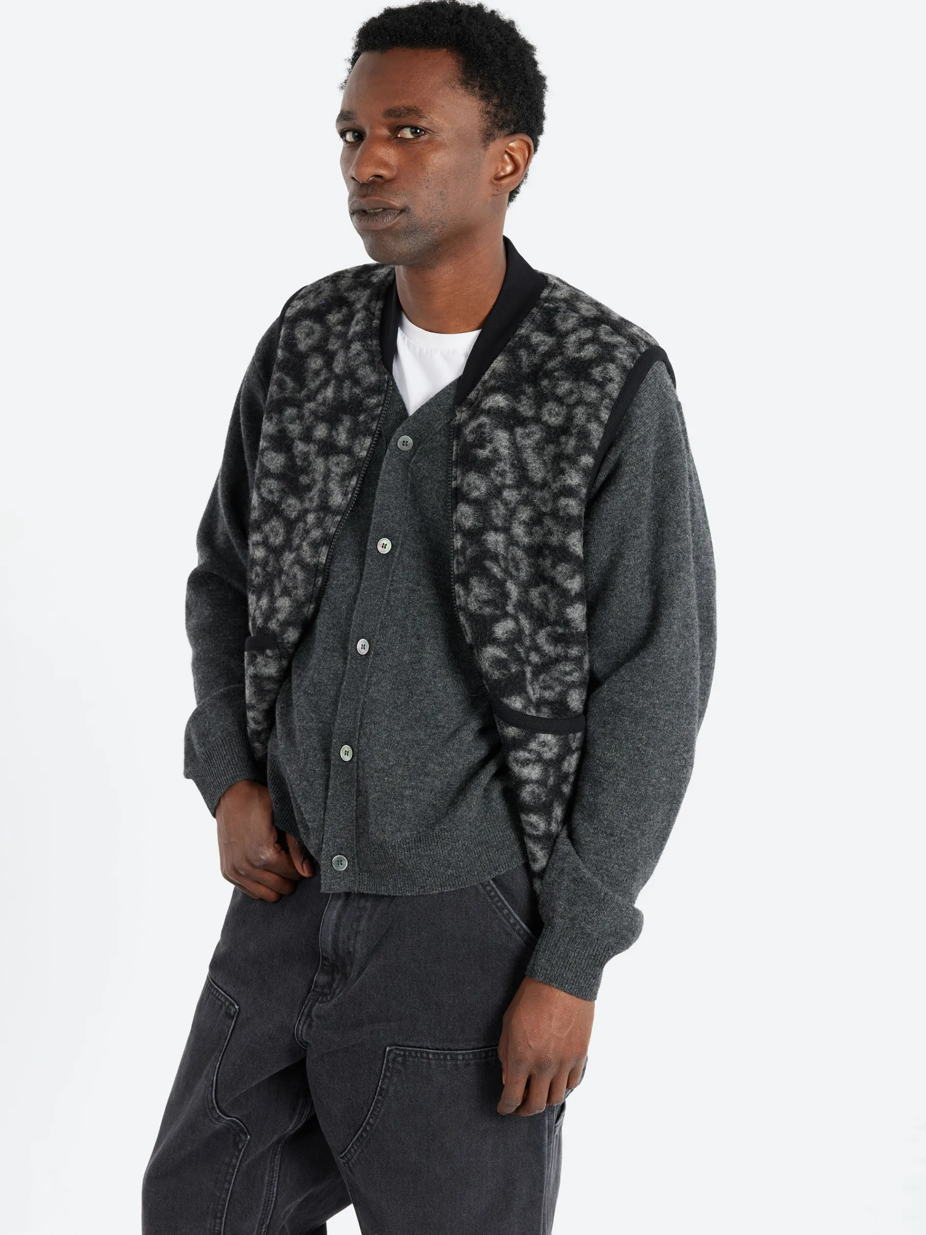 Universal Works - Zip Waistcoat in Black and Charcoal