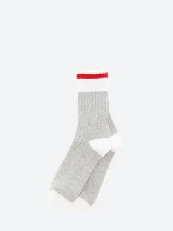 Upstate Stock - Cabin Sock in Grey and Red