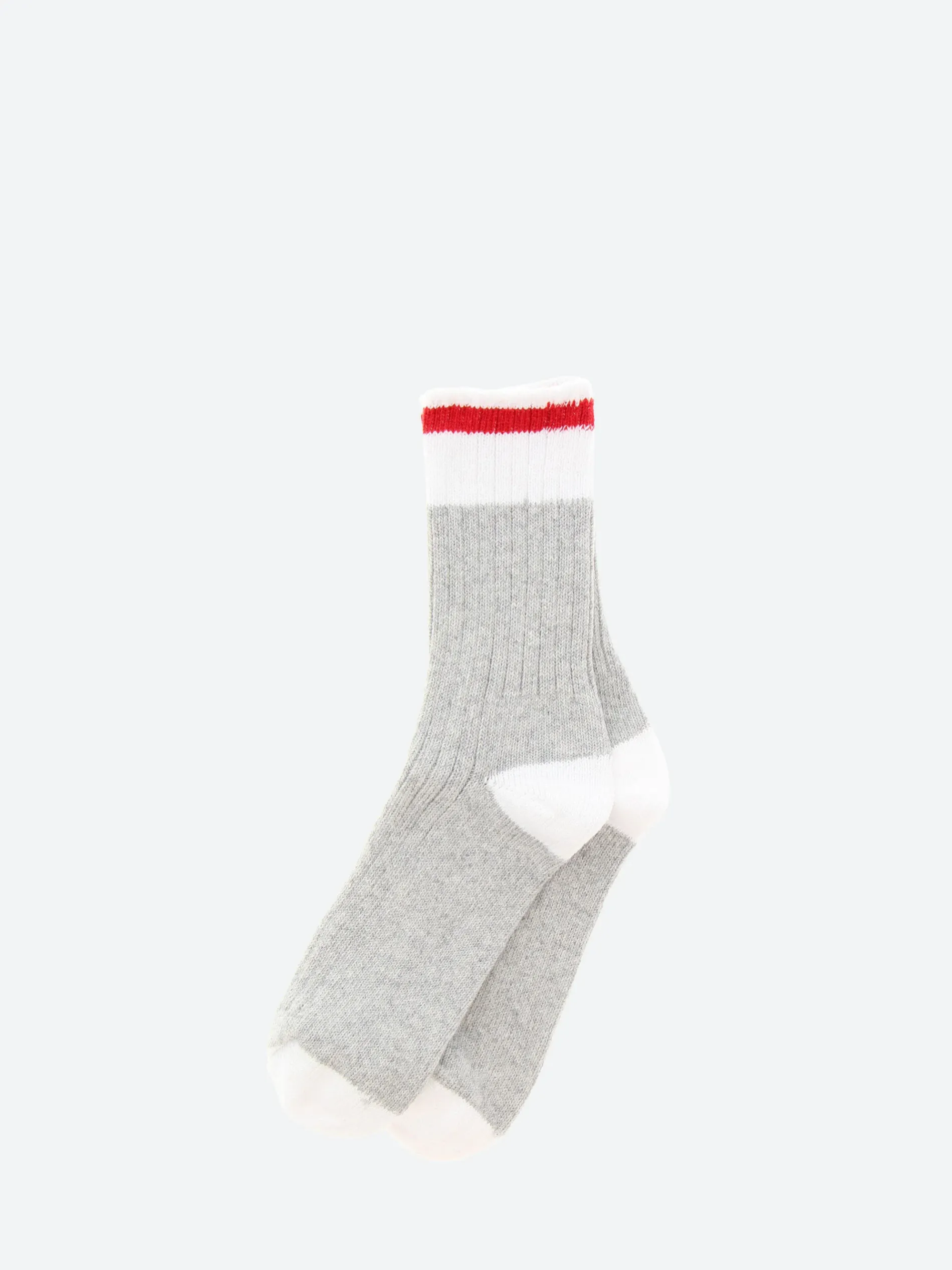Upstate Stock - Cabin Sock in Grey and Red