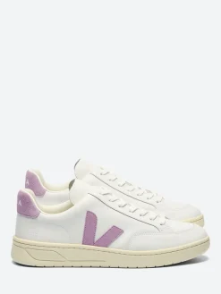 Veja - V-12 O.T. Leather in Extra White and Orchid