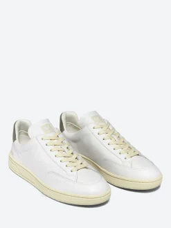 Veja - V-12 Stitch Leather in White and Khaki