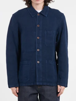 Vetra - 5C Short Workwear Jacket in Navy Linen