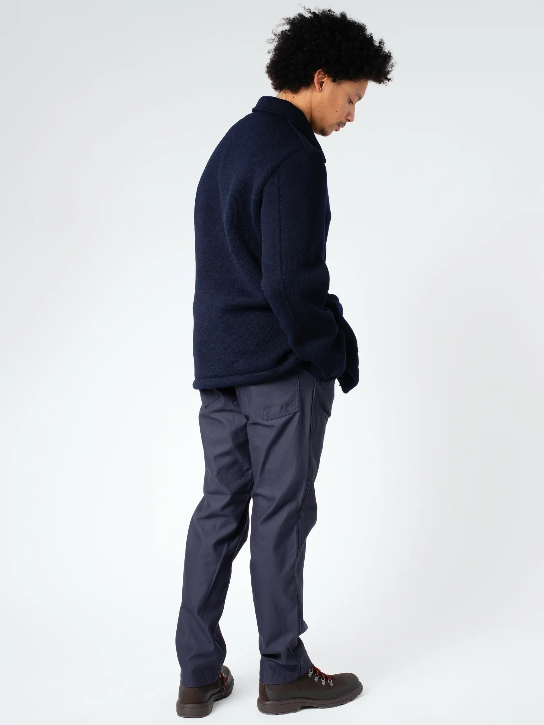 Vetra - Thick Knitted Virgin Wool Melton Jacket in Navy