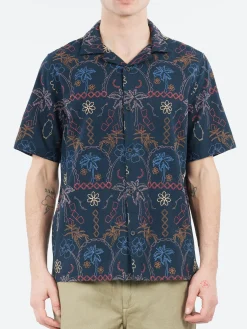 Wax London - Didcot Short Sleeve Shirt in Navy