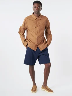 Wax London - Linton Pleat Short in Navy Seersucker