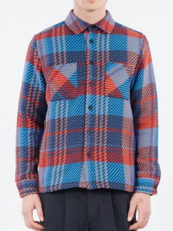 Wax London - Whiting Overshirt in Blue and Red Lake