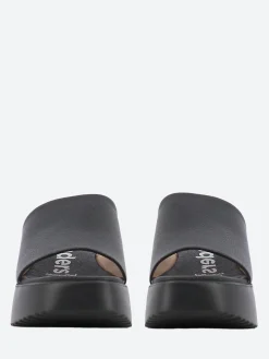 Wonders - D-9709 Platform Slide in Black Wild