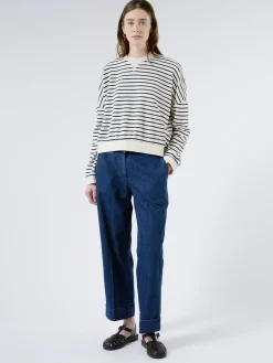 YMC - Earth Almost Grown Sweatshirt in Ecru/Navy