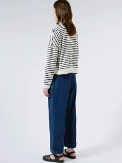 YMC - Earth Almost Grown Sweatshirt in Ecru/Navy